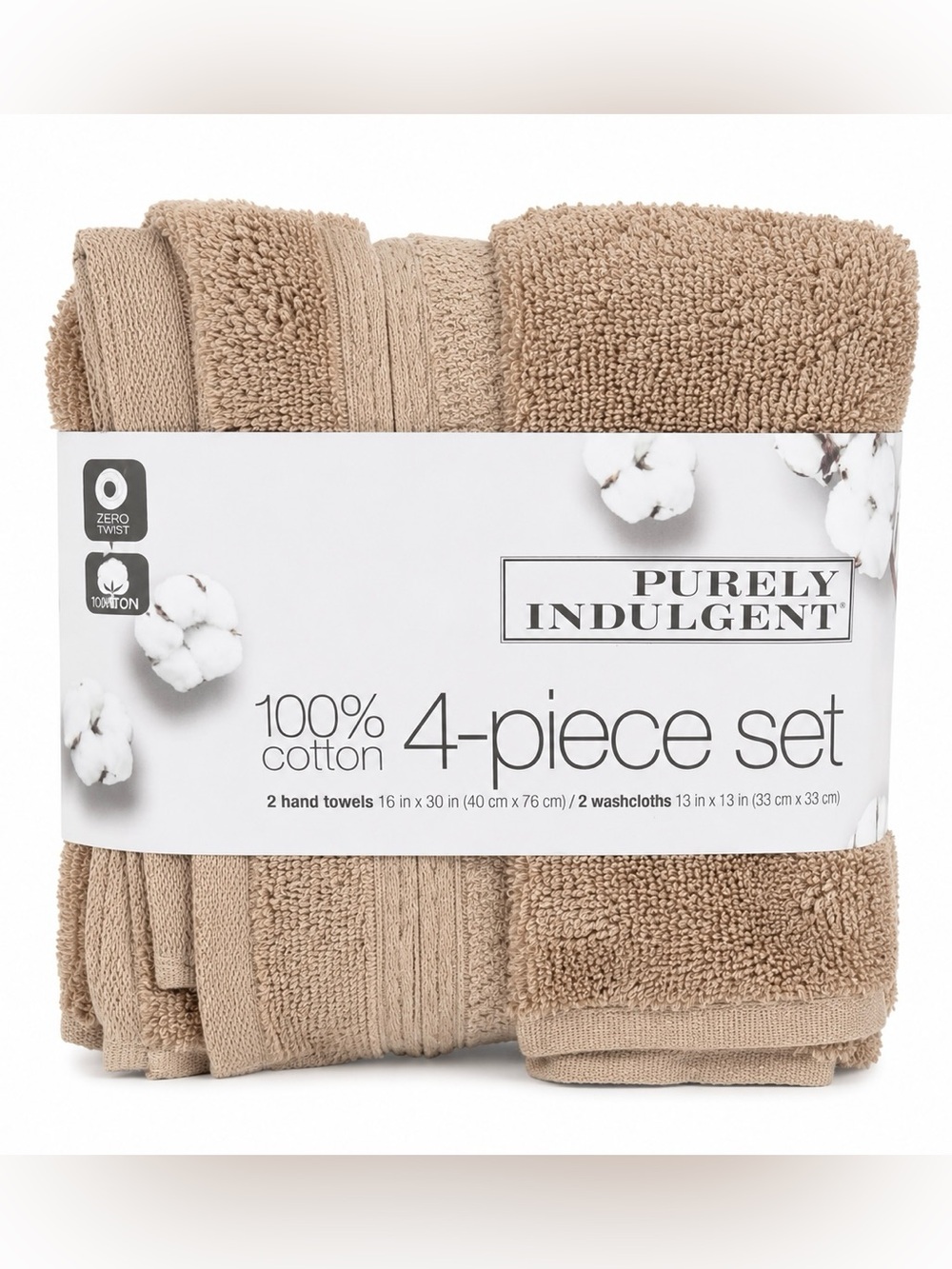 4-Piece Hand Towel Set - Taupe
